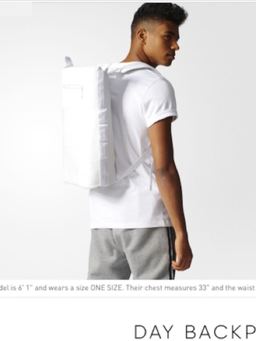 White Minimalist " Adidas Day" Backpack - UNISEX